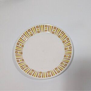 Syracuse Syralite Bread Plate Yellow Brown Geometric Vintage Restaurant Ware USA